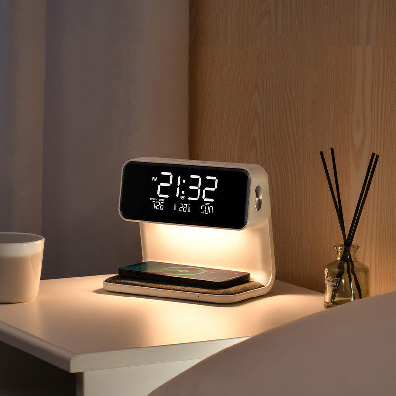 3-in-1 Bedside Lamp with Wireless Charging – LCD Alarm Clock & Touch Dimmable LED Table Light