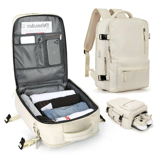 Women's 35L Travel Backpack | Waterproof with USB Port | Anti-Theft Design & Shoe Compartment | Ideal for Hiking, Daily Use & Travel
