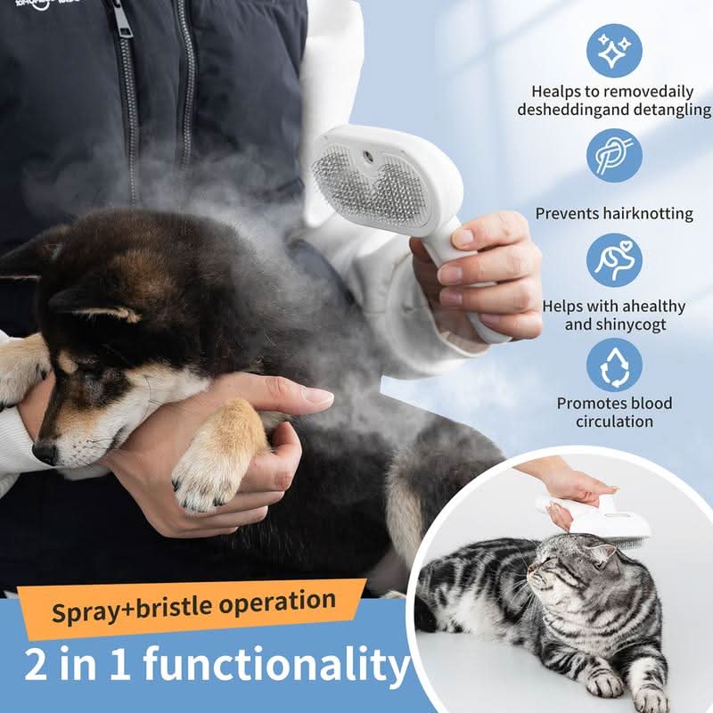 Pet Brush with Massage Effect and Easy-Clean Button