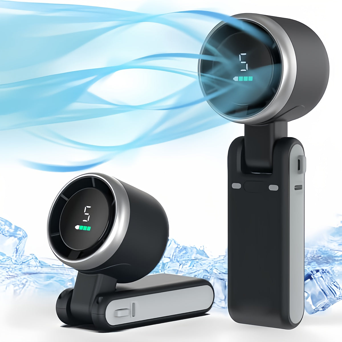 Portable Turbo Handheld Fan – 3-in-1 USB Rechargeable with 5 Speed Settings