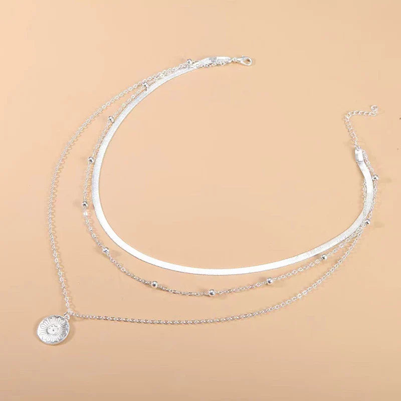 Triple Layer Silver Necklace