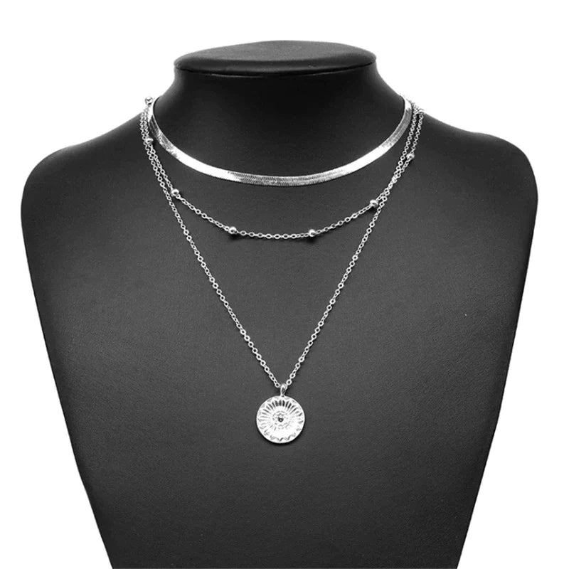 Triple Layer Silver Necklace