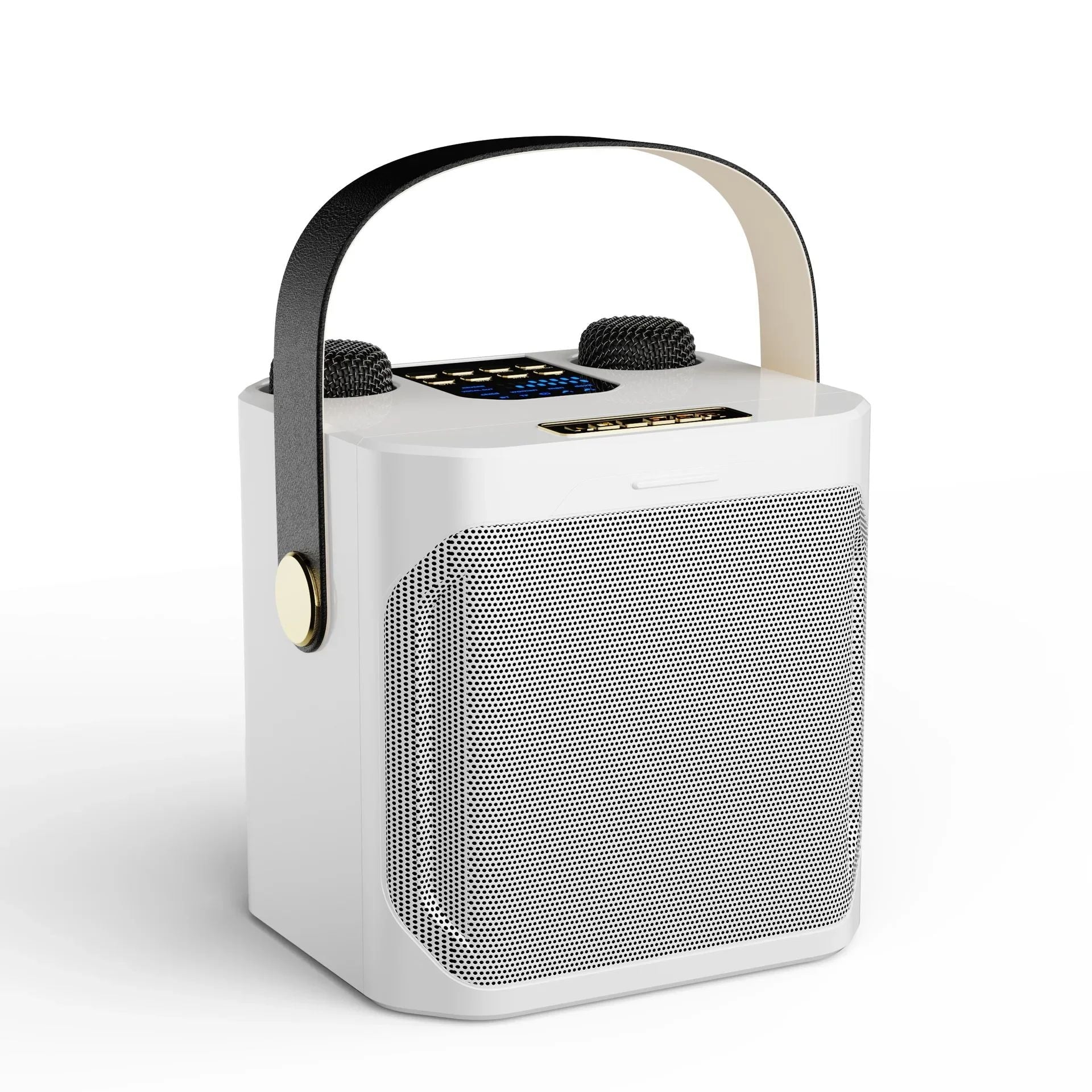 High-Performance Portable Karaoke Bluetooth Speaker – 360° Stereo Surround Wireless Subwoofer with Dual Microphones