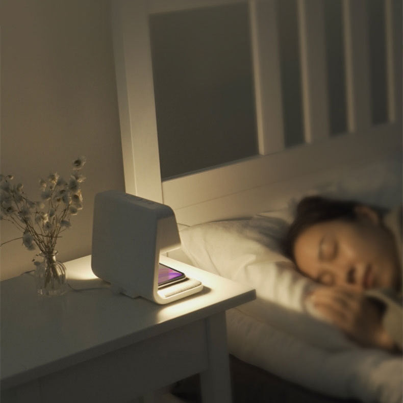 3-in-1 Bedside Lamp with Wireless Charging – LCD Alarm Clock & Touch Dimmable LED Table Light
