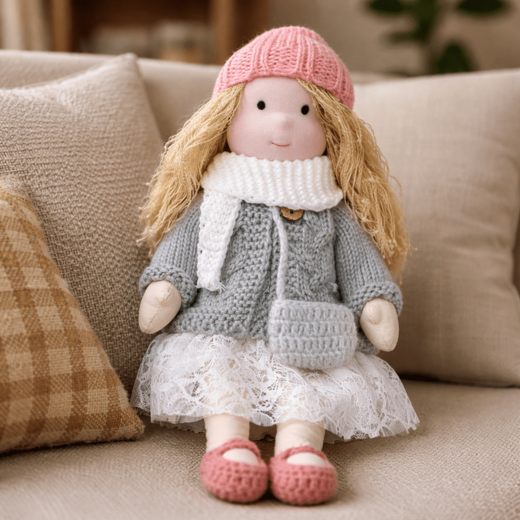 Handmade Waldorf Doll Crafted from Cotton for Creative Play