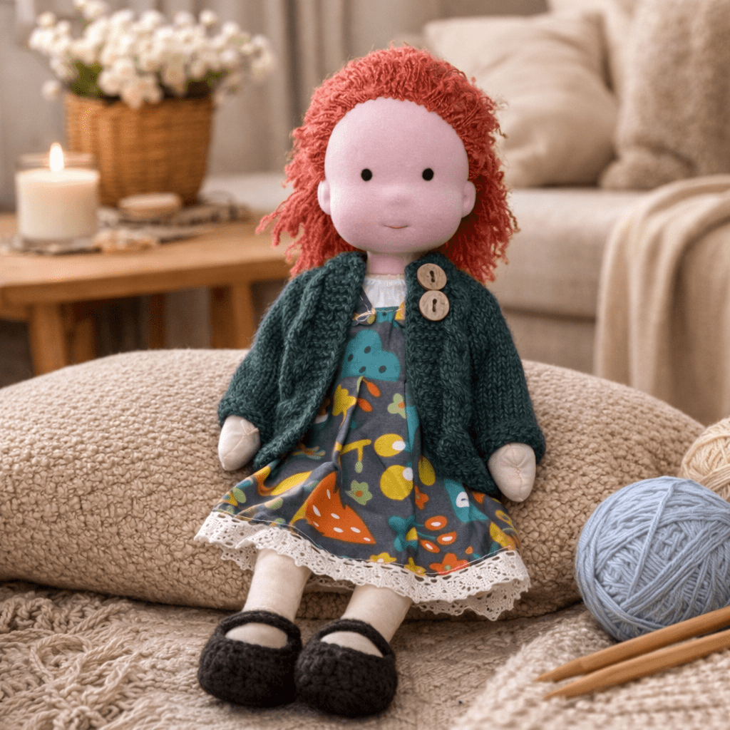 Handmade Waldorf Doll Crafted from Cotton for Creative Play