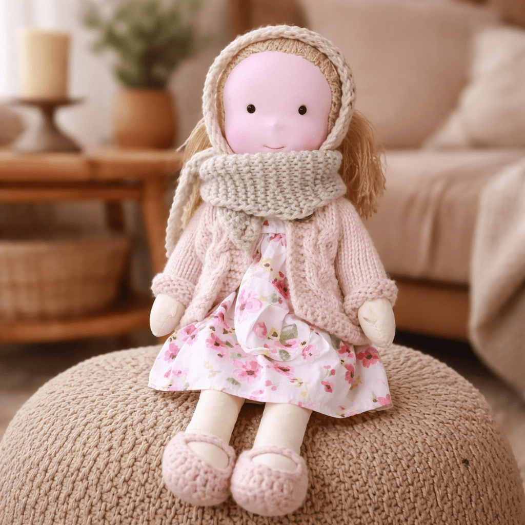 Handmade Waldorf Doll Crafted from Cotton for Creative Play
