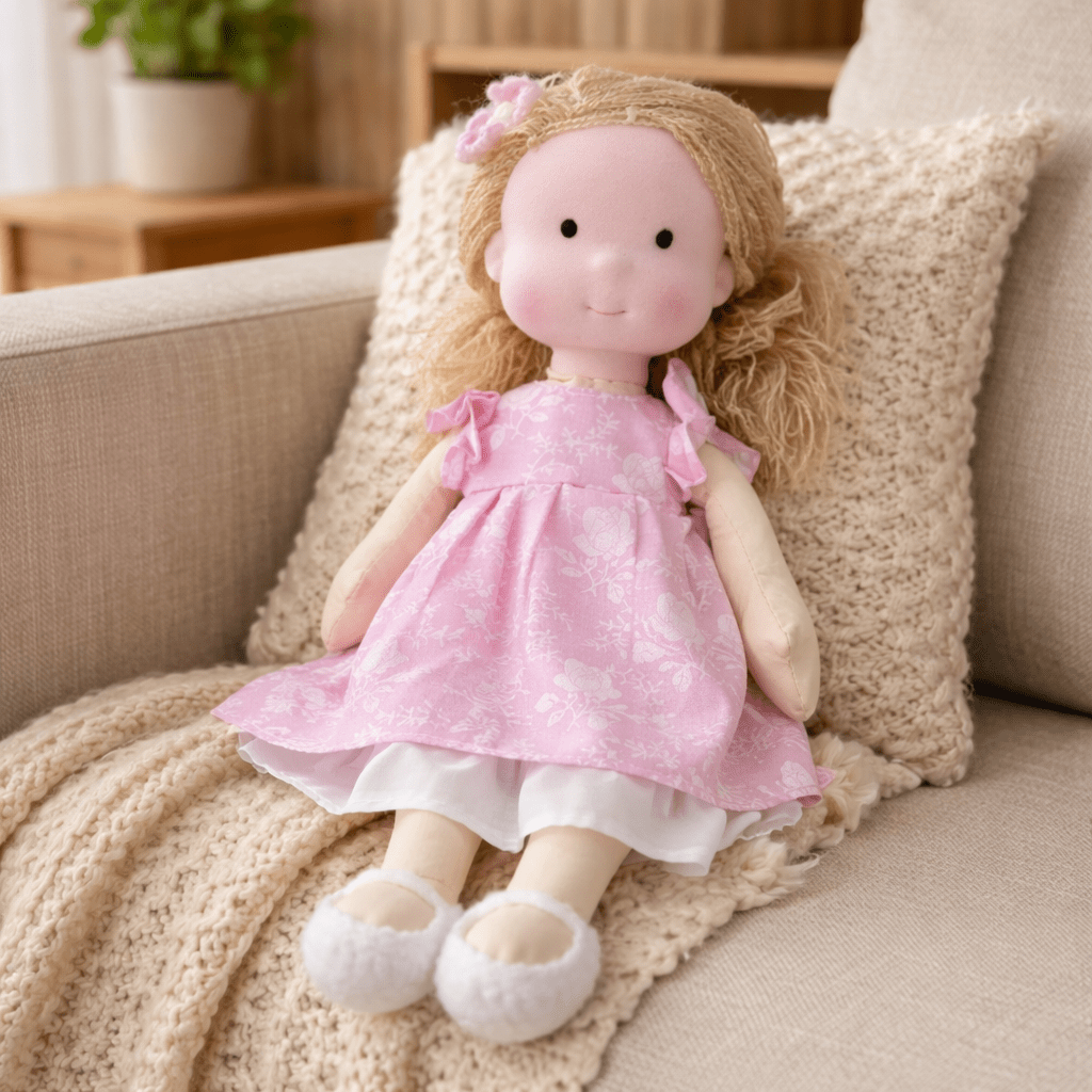 Handmade Waldorf Doll Crafted from Cotton for Creative Play
