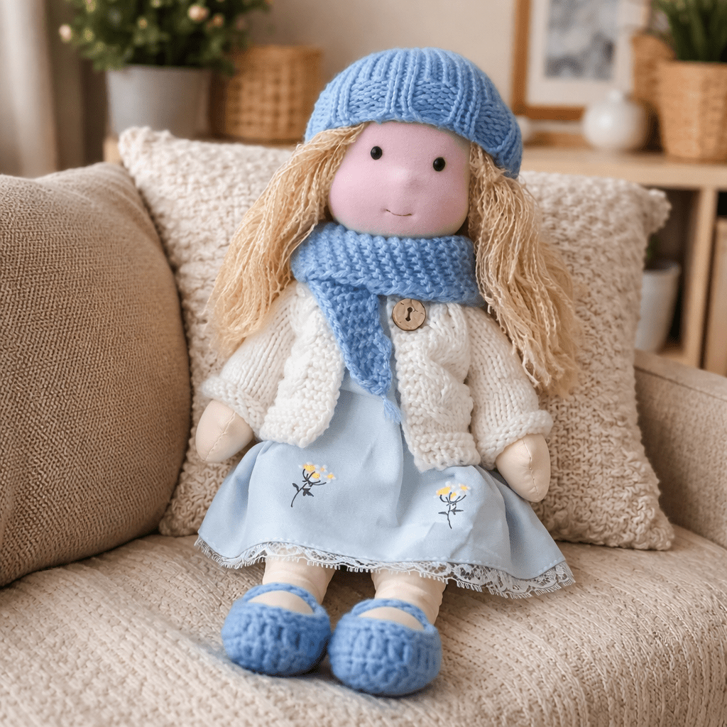 Handmade Waldorf Doll Crafted from Cotton for Creative Play
