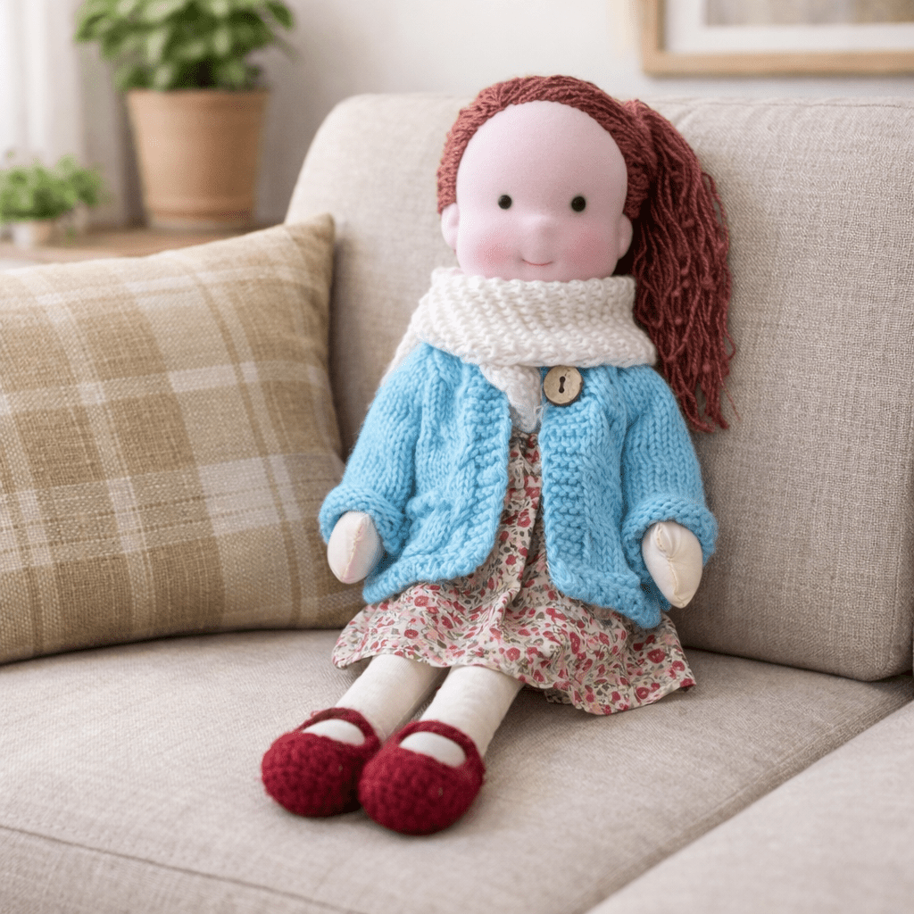 Handmade Waldorf Doll Crafted from Cotton for Creative Play