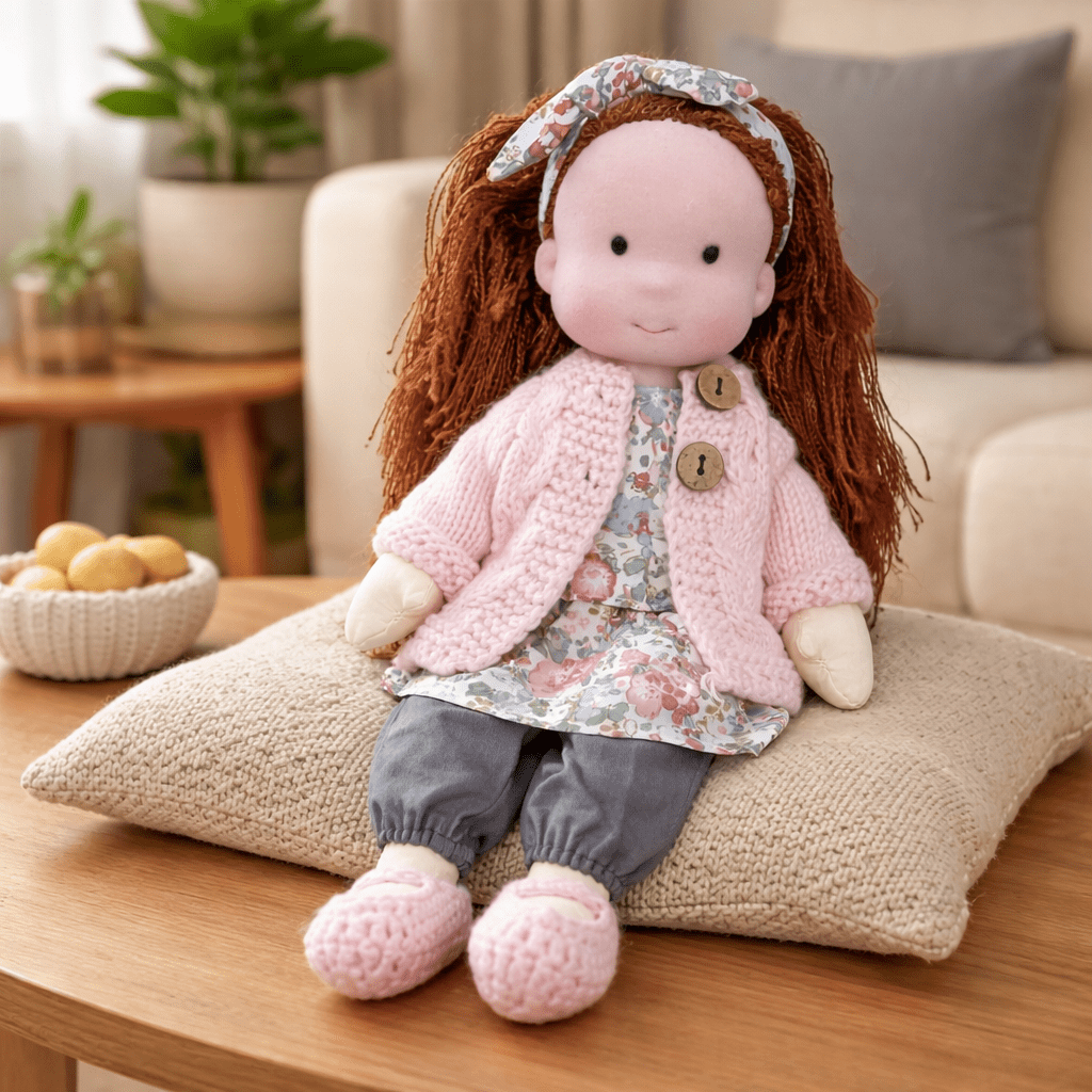 Handmade Waldorf Doll Crafted from Cotton for Creative Play
