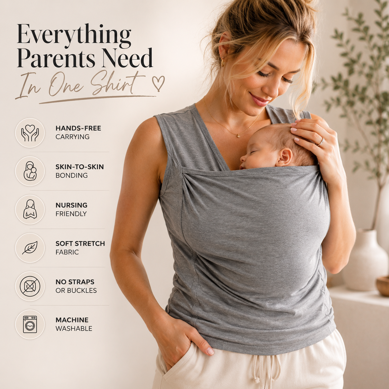 Innovative Babywearing Shirt for Hands-Free Parenting & Nursing
