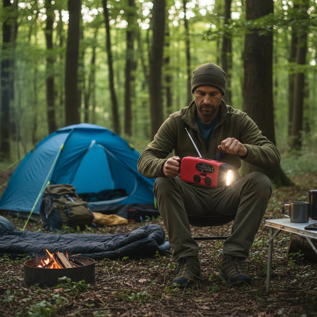 All-in-One Emergency Radio with LED Light, Hand Crank Power & Weather Updates