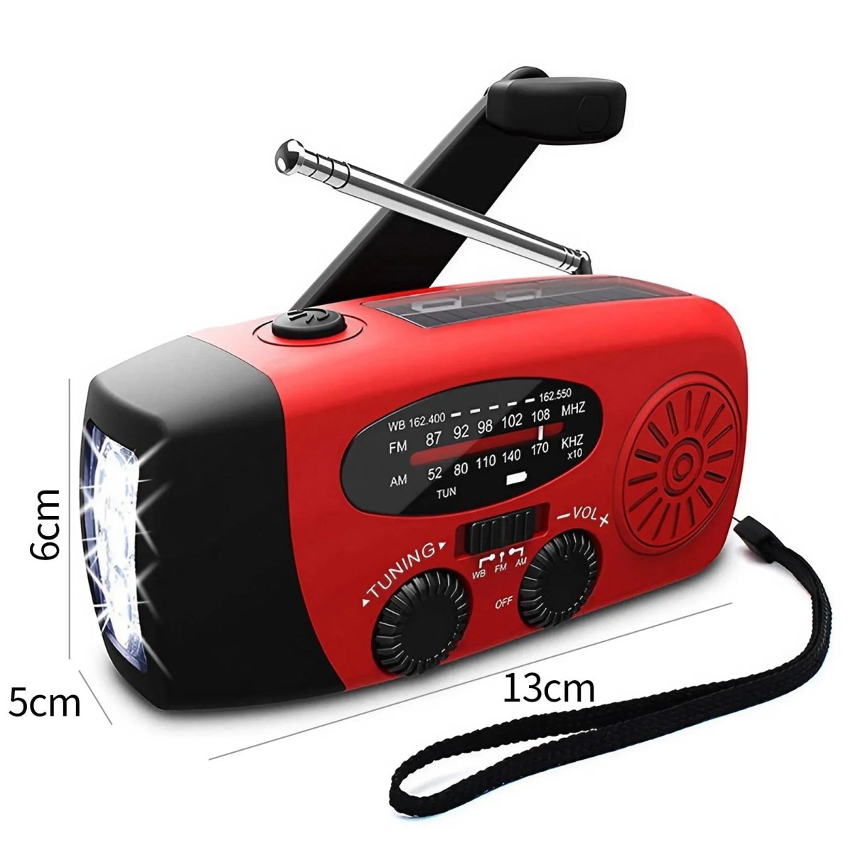 All-in-One Emergency Radio with LED Light, Hand Crank Power & Weather Updates
