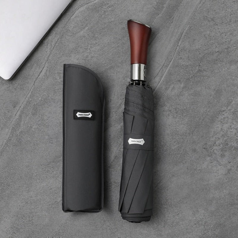 Auto-Open Umbrella with Elegant Wooden Handle