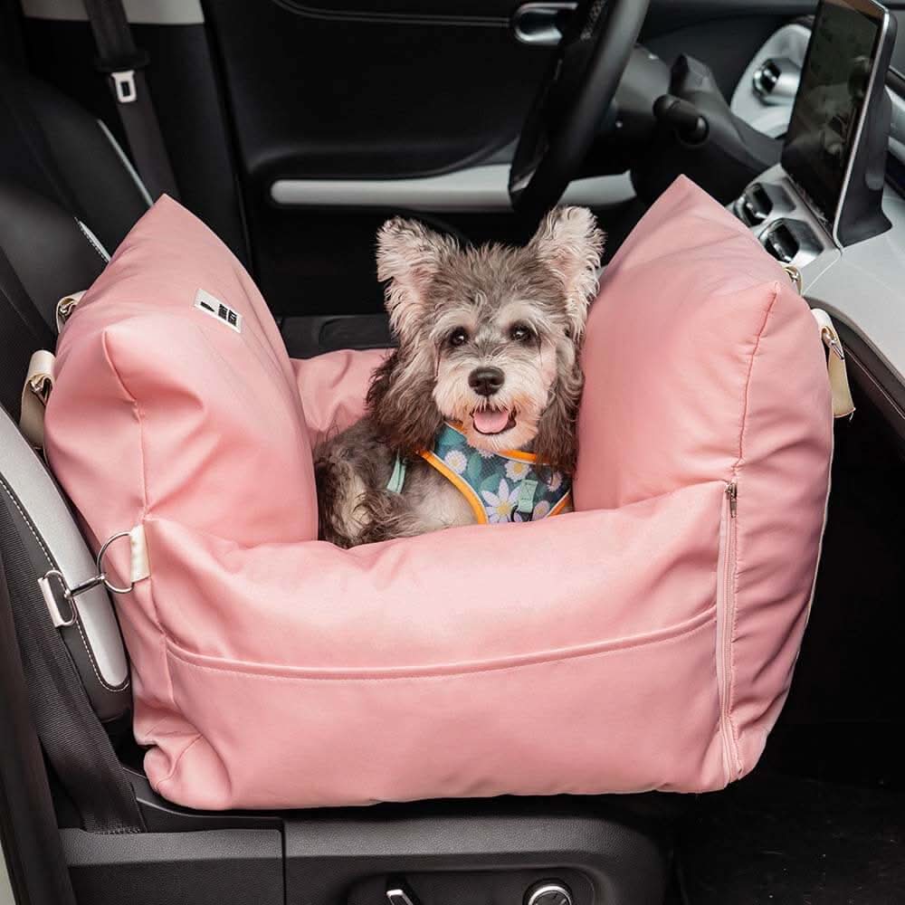 Dog Seat Bed with Safety Belt & Non-Slip Bottom for Comfortable Rides