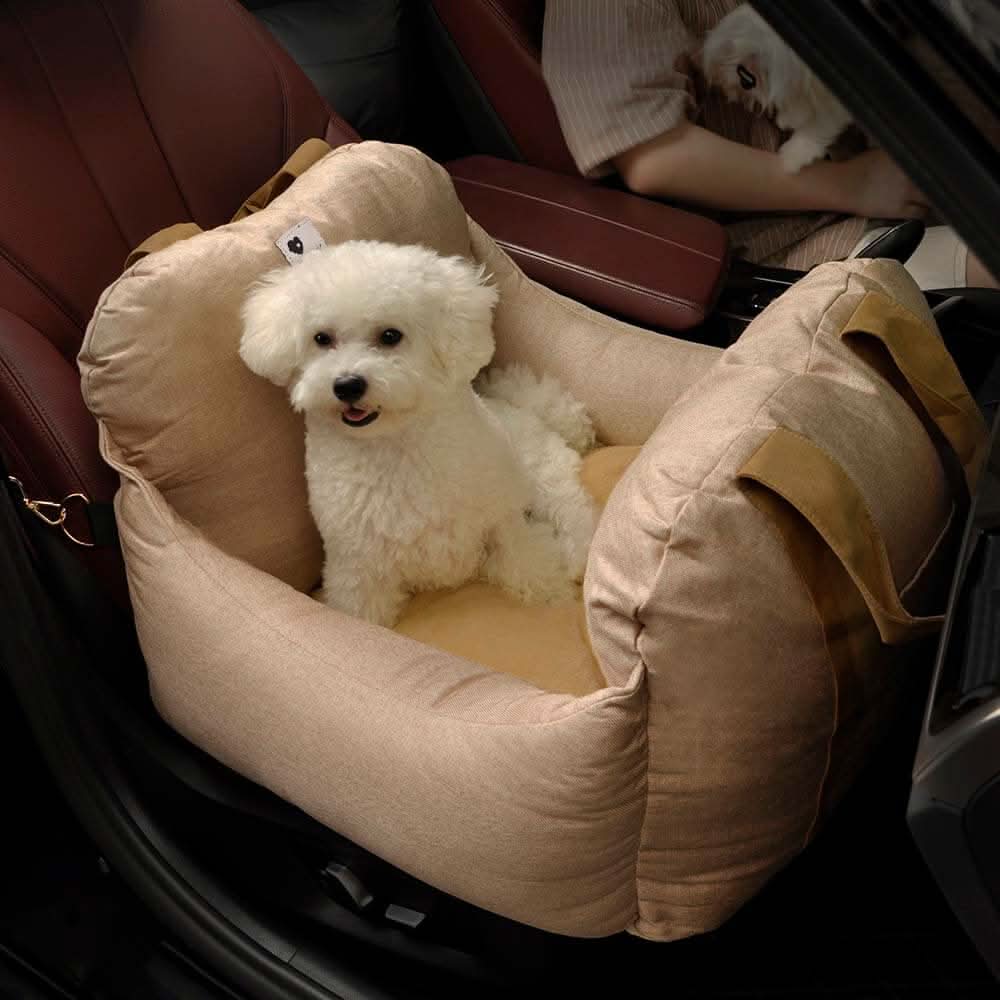 Dog Seat Bed with Safety Belt & Non-Slip Bottom for Comfortable Rides