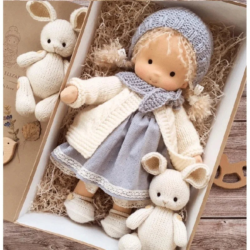 Handcrafted Waldorf Plush Doll – Soft Cotton Toy with Fabric Box | Cute & Cuddly | Perfect for Children's Birthdays & Imaginative Play