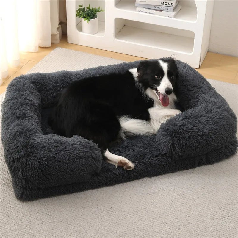 Memory Foam Dog Bed with Plush Side Supports