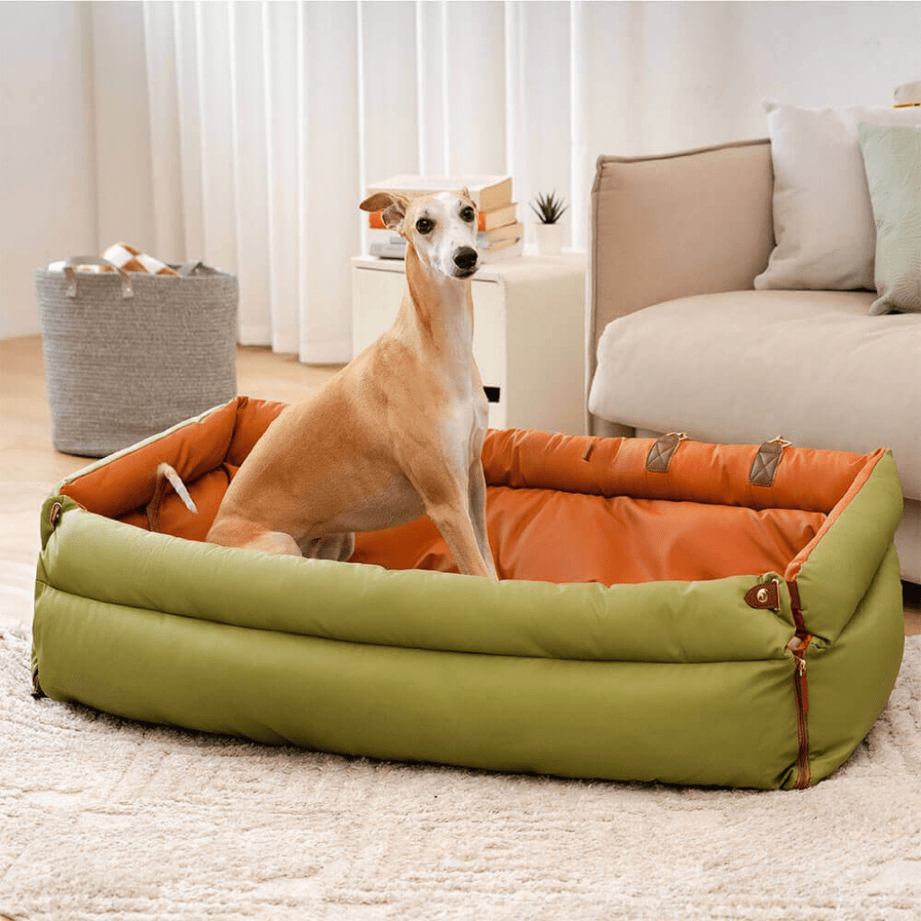 Large Dog Car Seat Bed in Faux Leather with Elegant Finish and Non-Slip Support