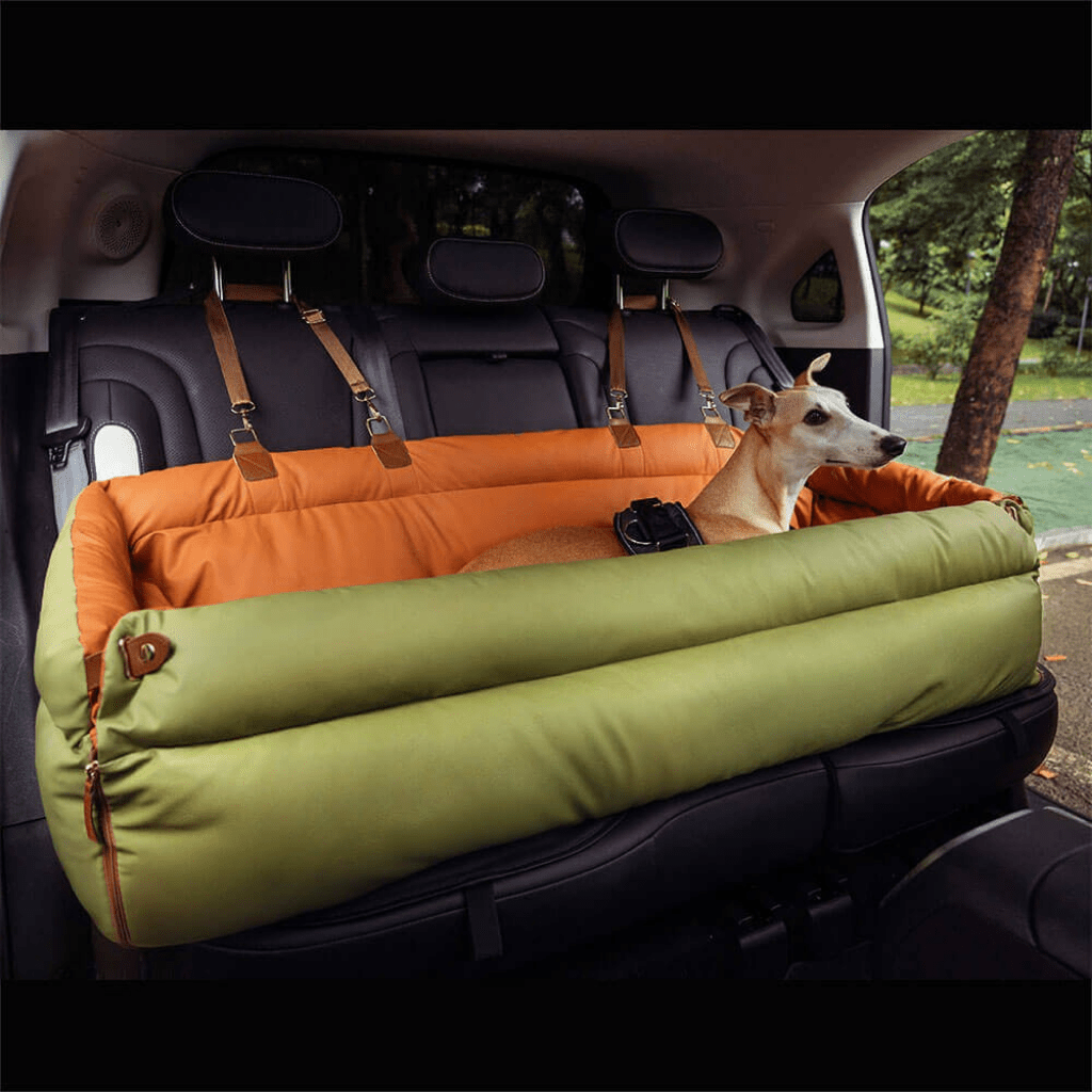 Large Dog Car Seat Bed in Faux Leather with Elegant Finish and Non-Slip Support