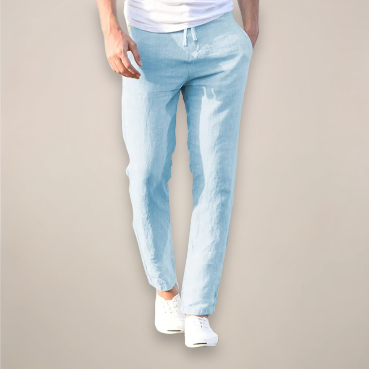 Men's Casual Straight-Leg Linen Trousers | Long