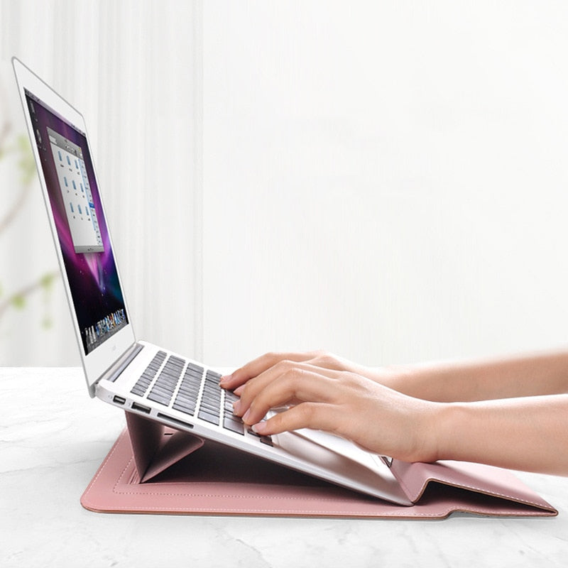Adjustable Laptop Stand & Sleeve – Enhanced Ergonomic Comfort for Work