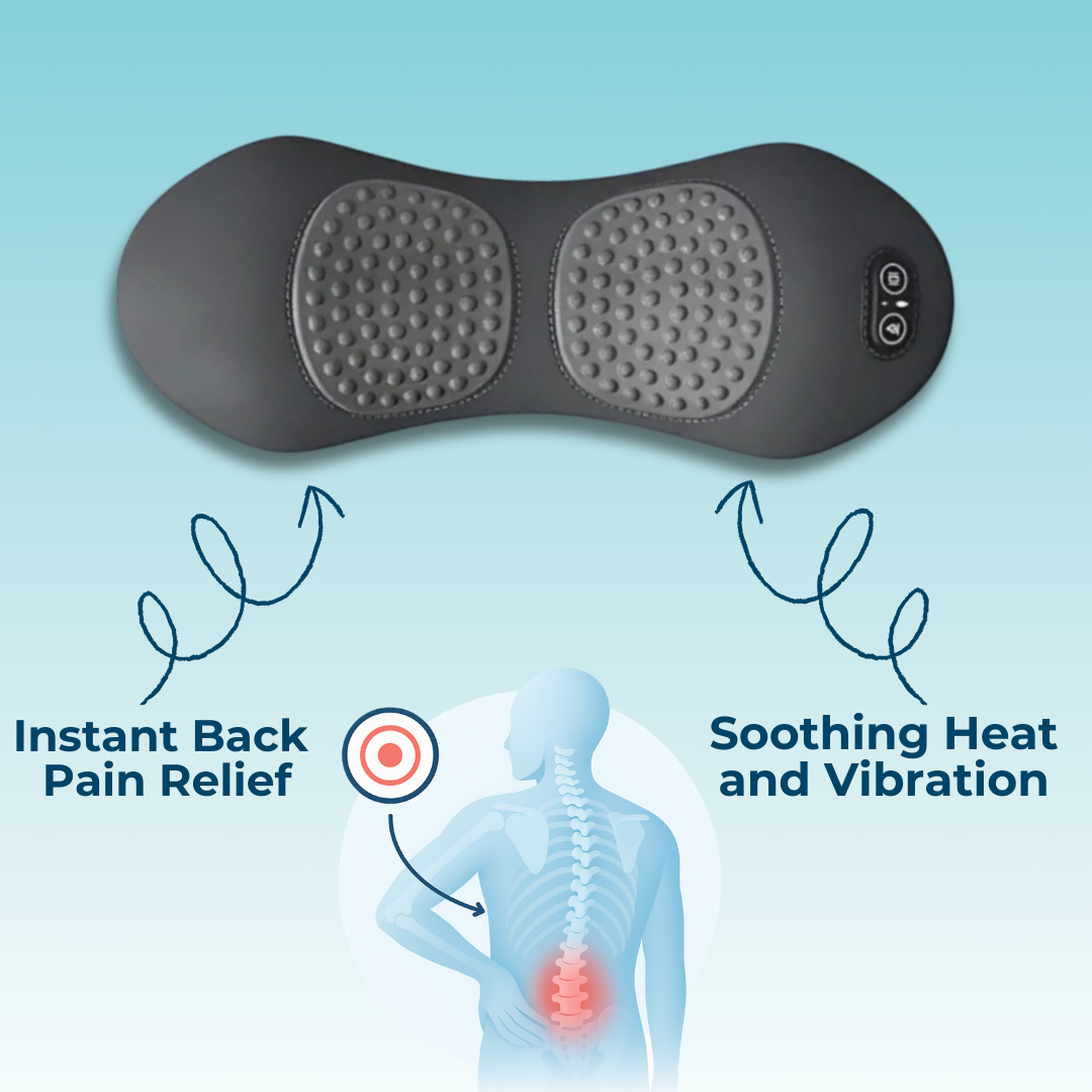 Back Pain Massager with Heat & Vibration, Support for Sciatica Relief, Lumbar Pain & Posture Correction β 3-in-1 Home Therapy