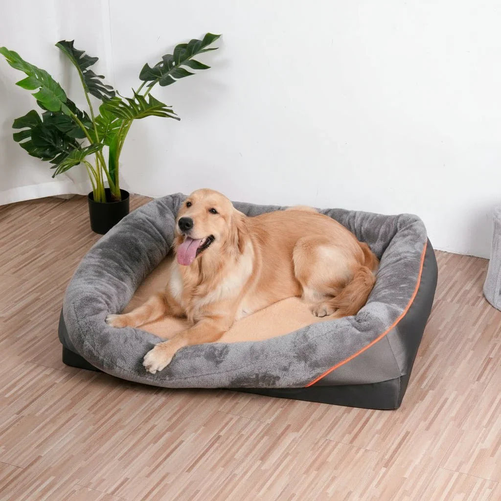 Waterproof Orthopedic Dog Bed with Elevated Pillow & Memory Foam Support