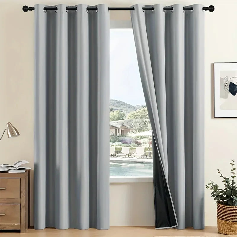Modern 100% Blackout Curtains with Coated Lining for Bedroom & Living Room