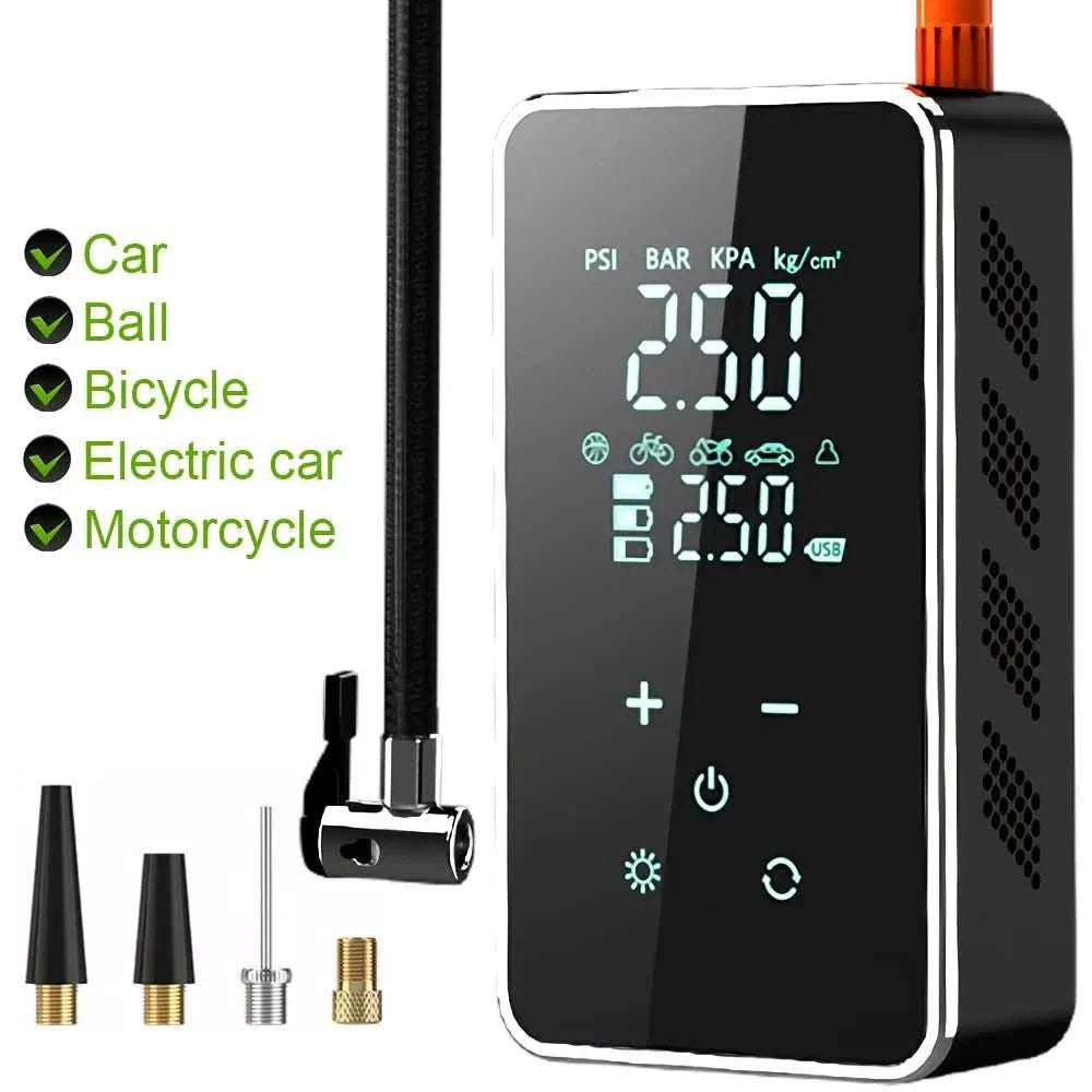 Portable Wireless Air Pump with Touchscreen – 150psi Air Pump for Cars and Bicycles