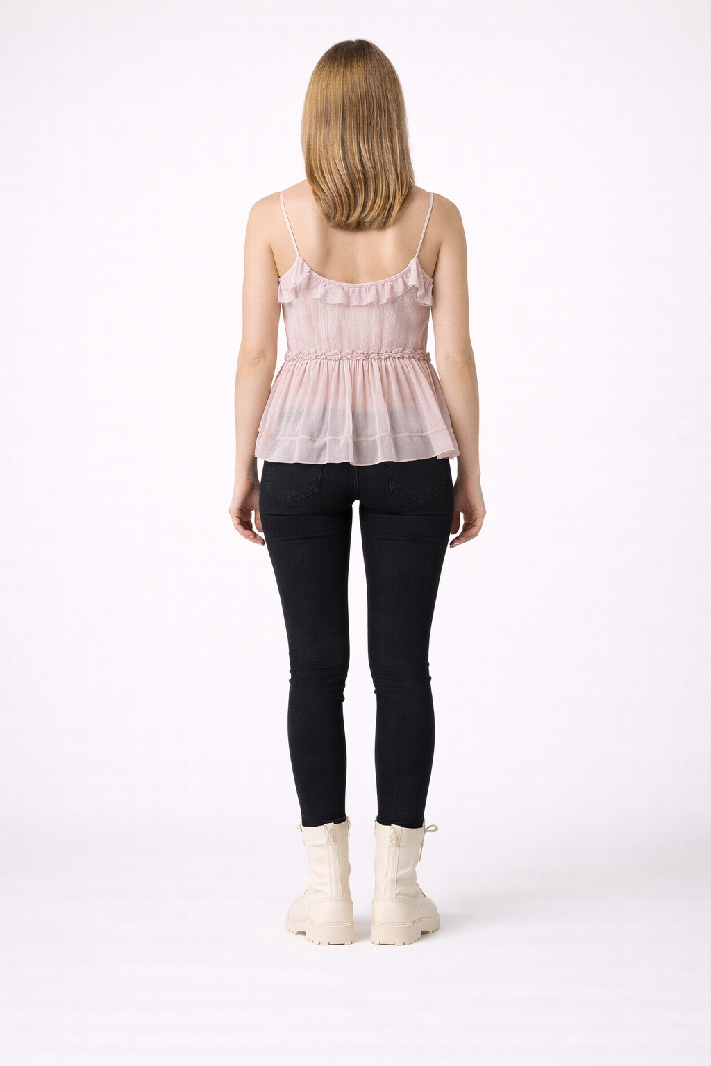 Women's Layered Semi Sheer Embellished Cami Top