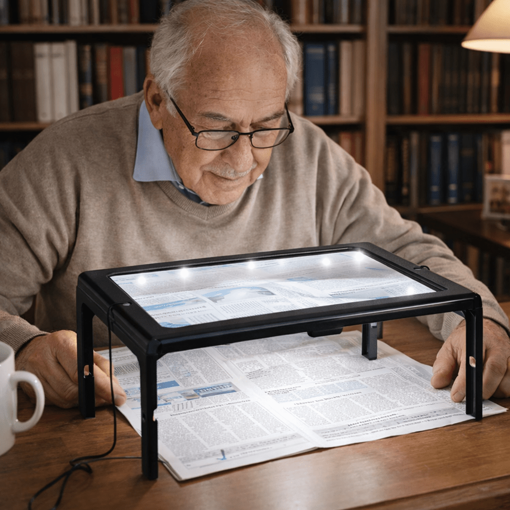 Foldable 3x Magnifying Glass with LED Light for Clear and Comfortable Reading