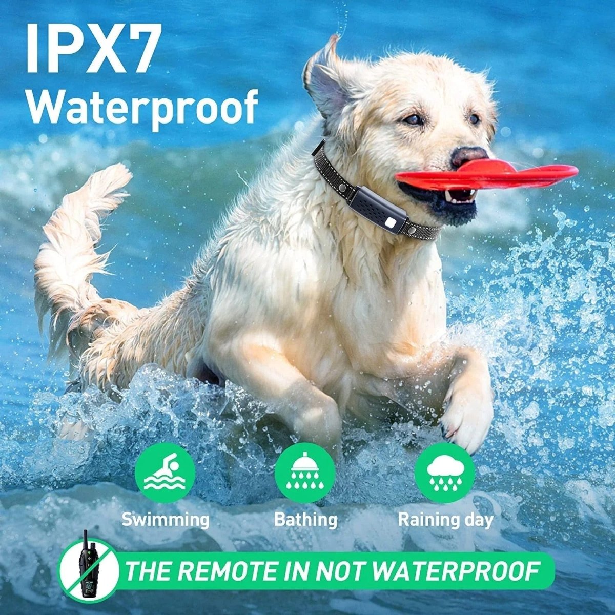 Waterproof Electric Shock Collar with Long Range, 2000 m Control and 99 Levels