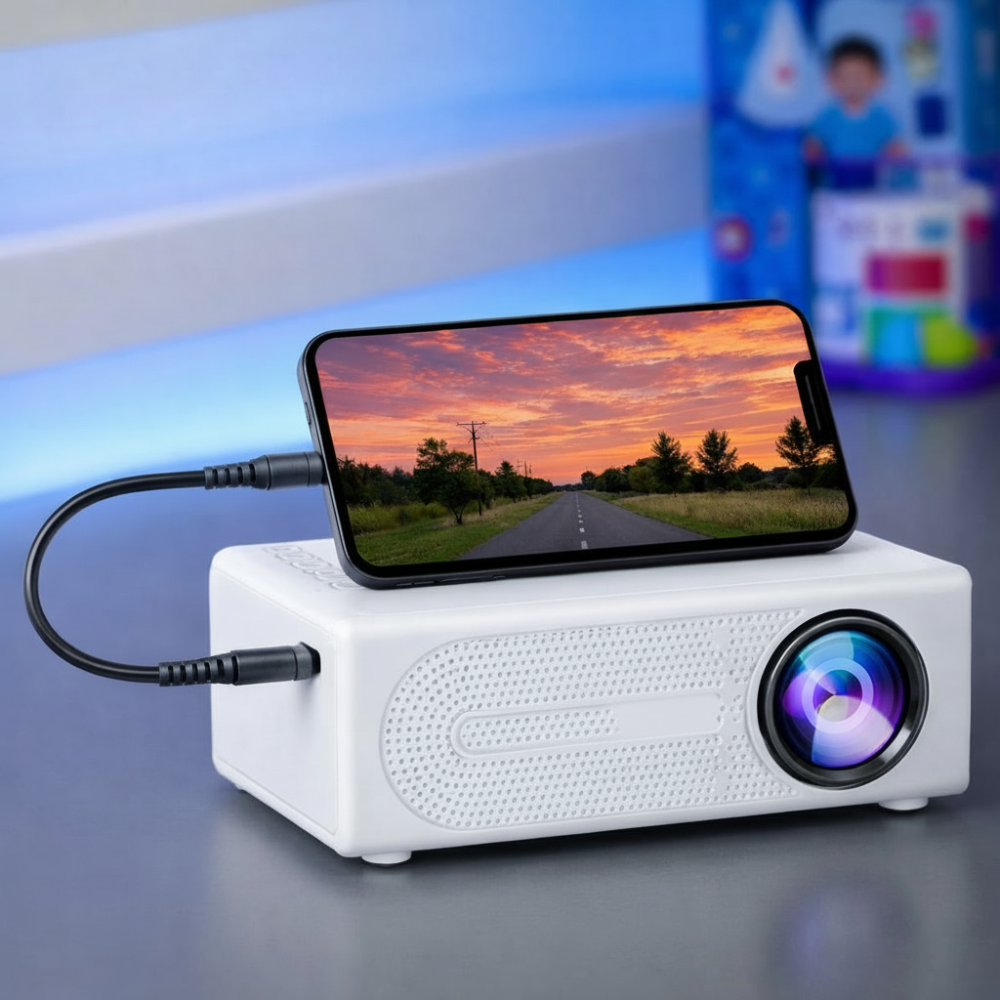 High-Intensity Mini Projector 3000 Lumens – Compact, HDTV & USB Compatible, Perfect for Home Theater & Outdoor Use!