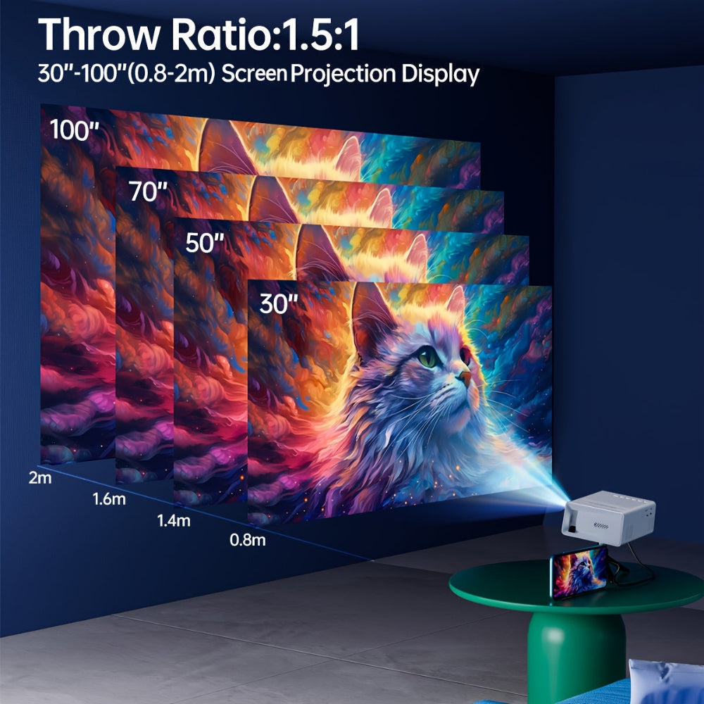 High-Intensity Mini Projector 3000 Lumens – Compact, HDTV & USB Compatible, Perfect for Home Theater & Outdoor Use!
