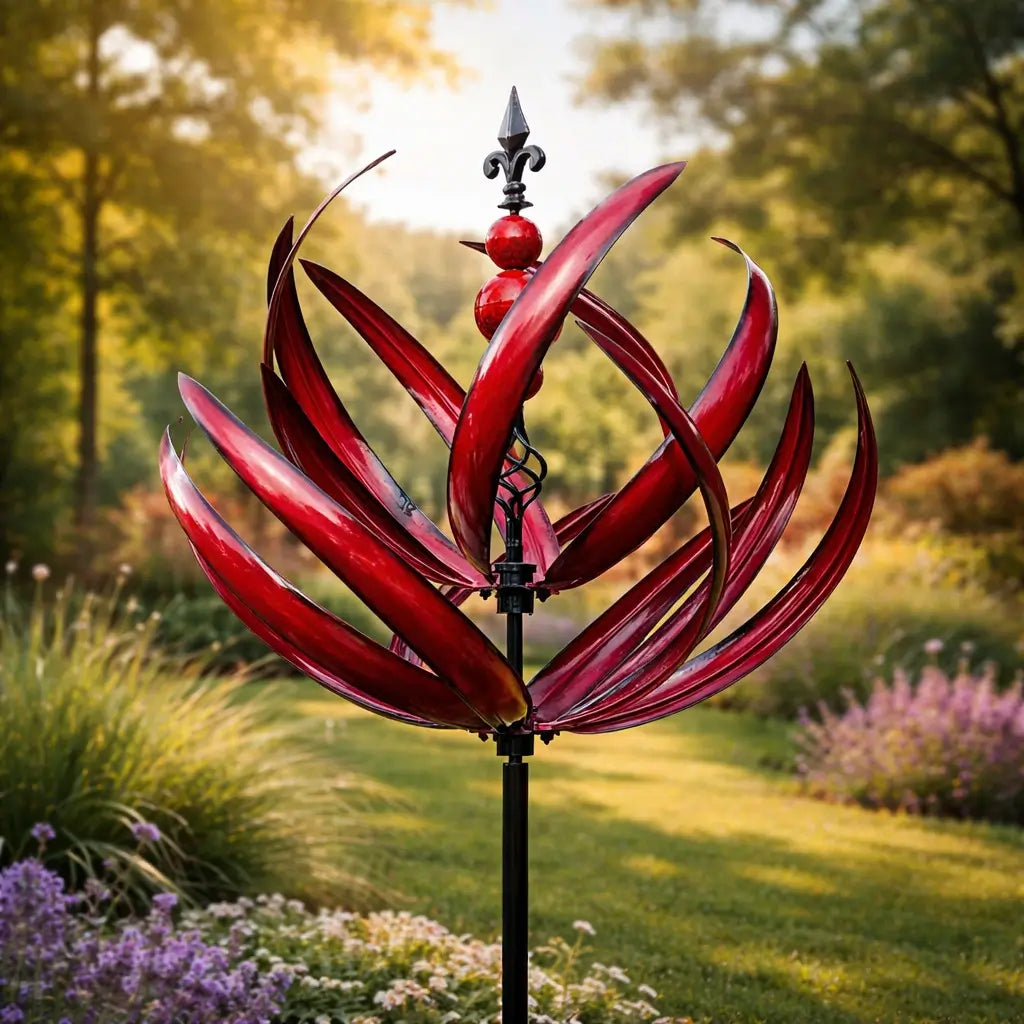 Lotus-Shaped Metal Weather Vane | Rust-Resistant Wind Spinner