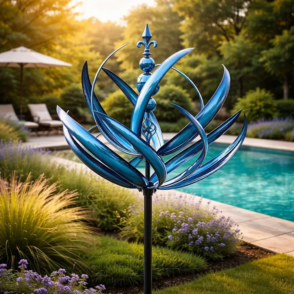 Lotus-Shaped Metal Weather Vane | Rust-Resistant Wind Spinner