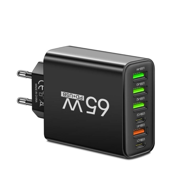 65W 6-in-1 Fast Charger – Charge Up to 6 Devices at Once – Perfect for Home, Office, and Travel