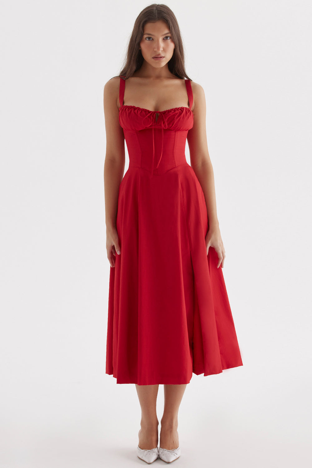 Tailored Bustier Dress with Modern Spring Floral Print