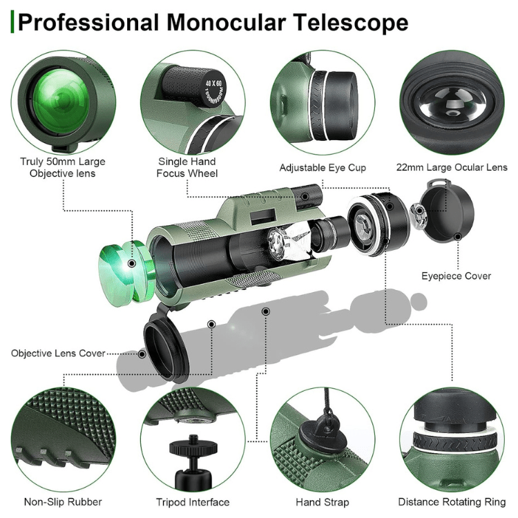 Compact 600x Ultra-Zoom Monocular Telescope