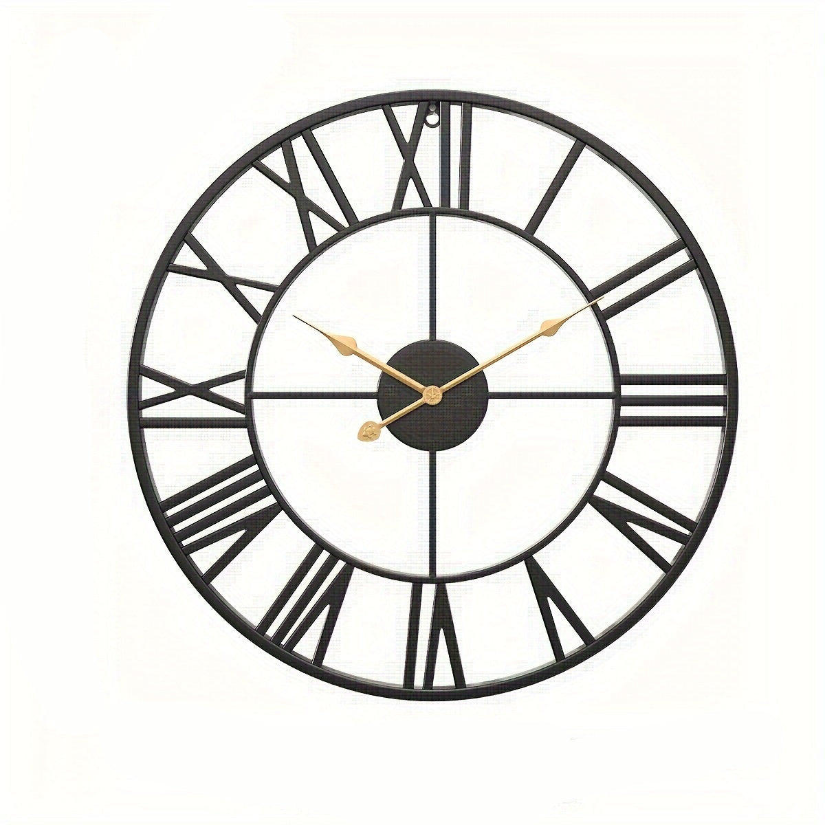 Vintage Round Silent Wall Clock with Metal Frame for Bedroom