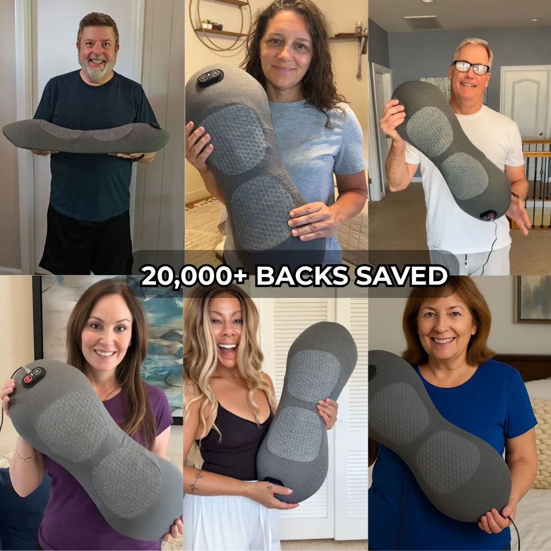Back Pain Massager with Heat & Vibration, Support for Sciatica Relief, Lumbar Pain & Posture Correction β 3-in-1 Home Therapy