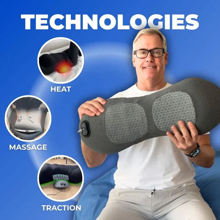 Back Pain Massager with Heat & Vibration, Support for Sciatica Relief, Lumbar Pain & Posture Correction β 3-in-1 Home Therapy