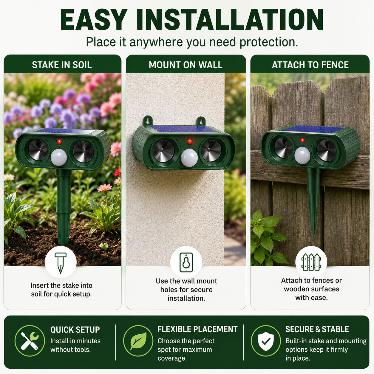 Solar Motion Animal Deterrent for Humane Garden Protection