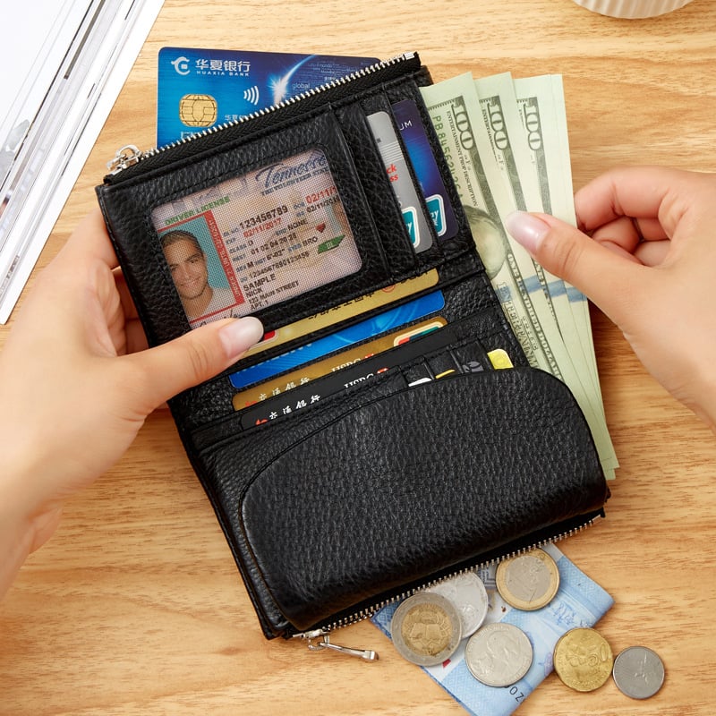 Compact RFID Leather Wallet