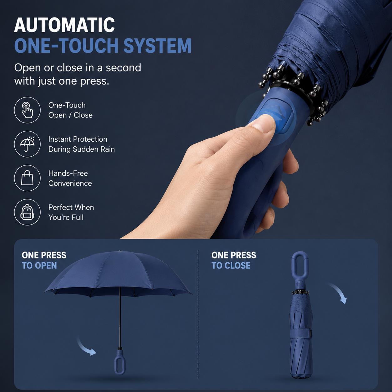 Automatic Windproof Umbrella with 8-Rib Structure and UV Protection for Enhanced Weather Resistance and Everyday Travel Convenience