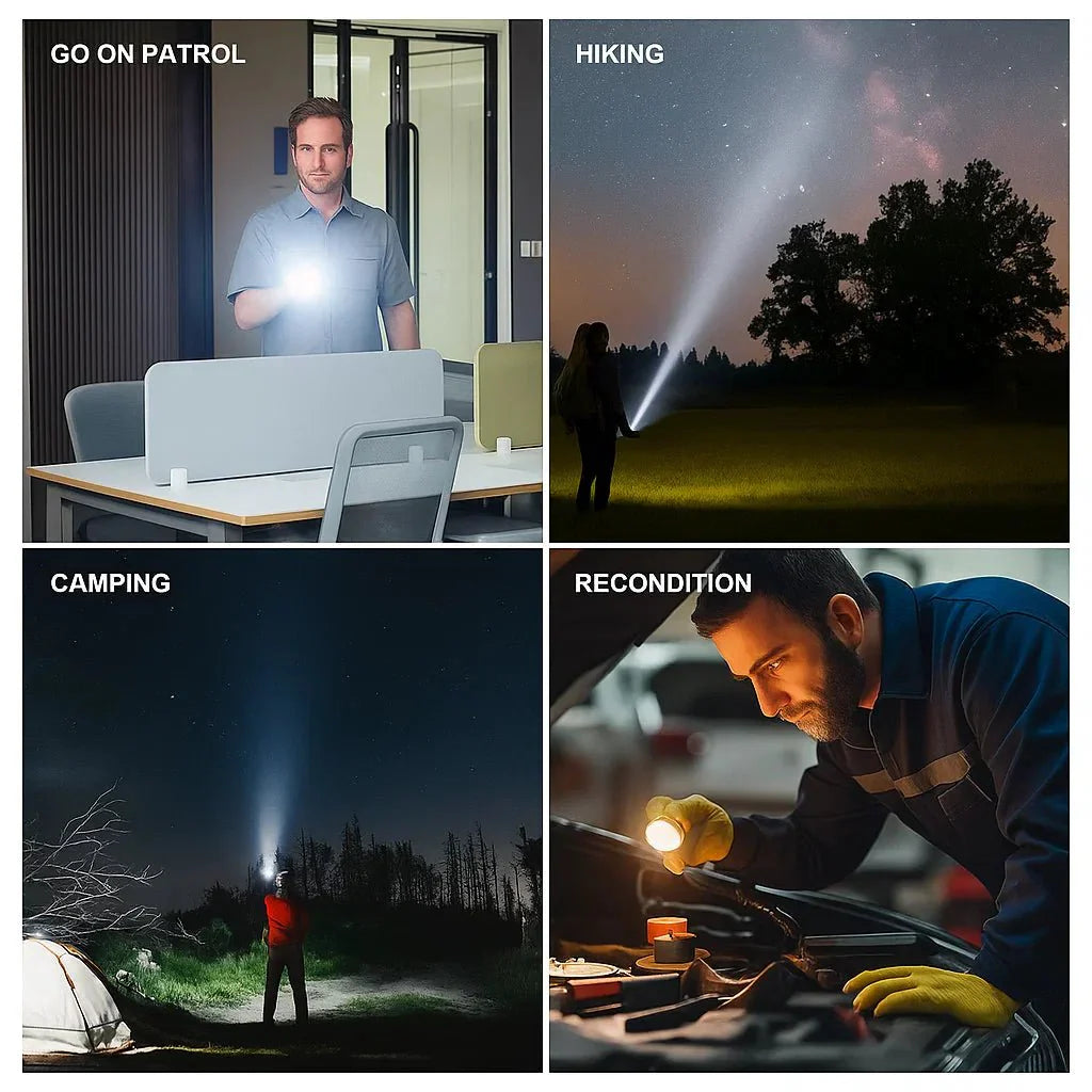 Powerful LED Flashlight with 100,000 Lumens, USB Charging & Waterproof Zoom Design