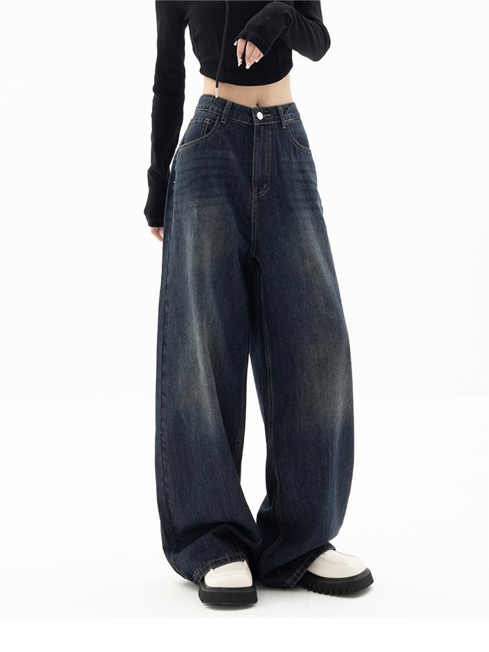 Dark Blue 90s Vintage Baggy Boyfriend Jeans