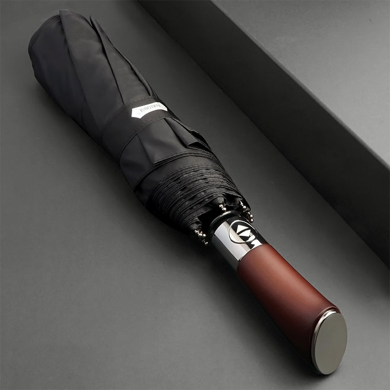 Auto-Open Umbrella with Elegant Wooden Handle
